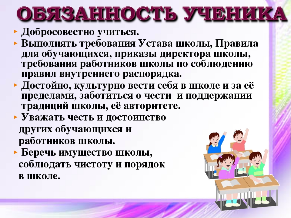 Права и обязанности учащихся в школе презентация