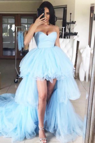 Asymetrical Tulle Prom Dress Design #bluepromdress #tulledress
