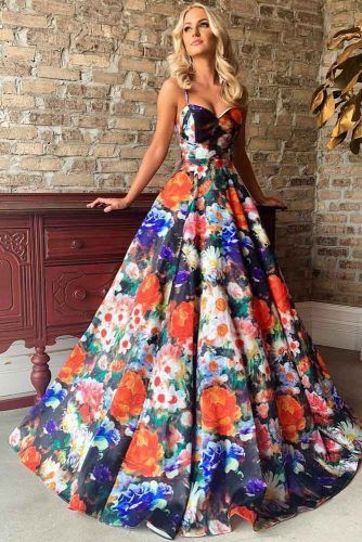 A-line Prom Dress With Floral Print #floralprintdress