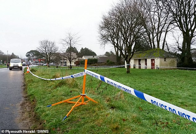 Police cordon at the public toilet cubicles in Yelverton, Devon where the woman was attacked