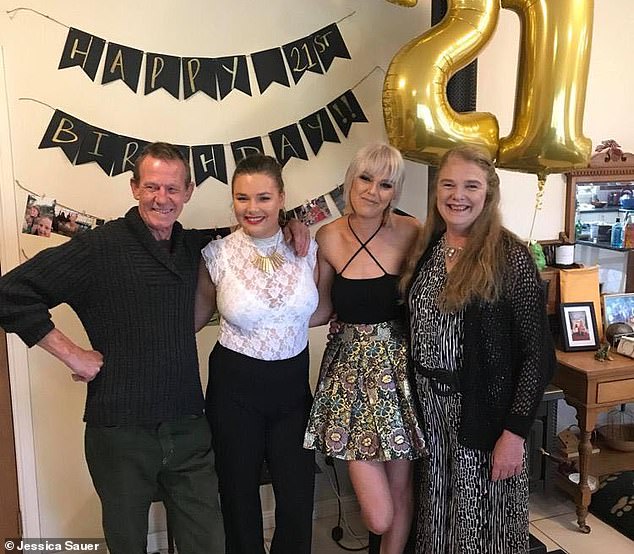 Ms Sauer pictured back in Australia with her father, sister and mother for Madeleine