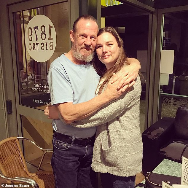 Jessica Sauer, 26, learnt on July 5 that her father Steven Wright (pictured together), 58, passed away in her hometown Armidale