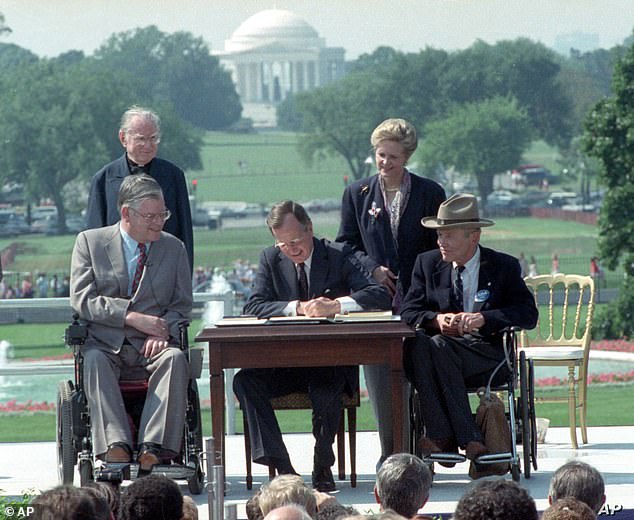 Today marks 30 years since the ADA was signed into law by President George H.W. Bush with wide bipartisan support (BUsh is seen signing the act on July 26, 1990)