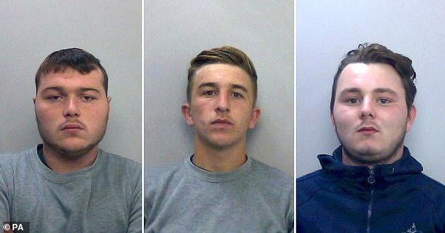 Pictured left to right, Henry Long, 19,  received 16 years while Jessie Cole and Albert Bowers, both 18, were handed 13-year prison sentences after they were convicted of manslaughter