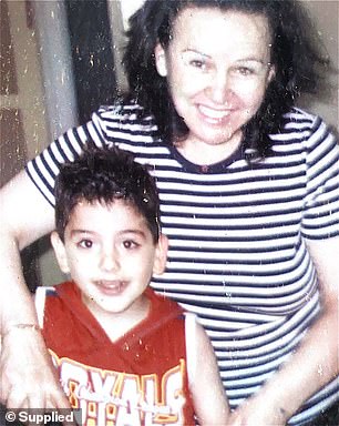 Dilan was born in Iraq and came to Australia aged seven. He is pictured as a four-year-old with his mother Habeba Gorgis