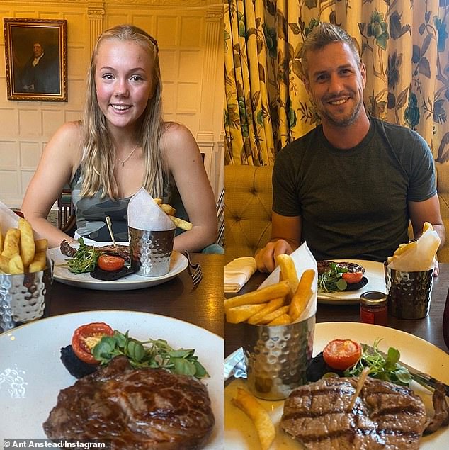 Daddy-daughter: Ant and Ammo enjoyed tea time and steak frites together in the UK