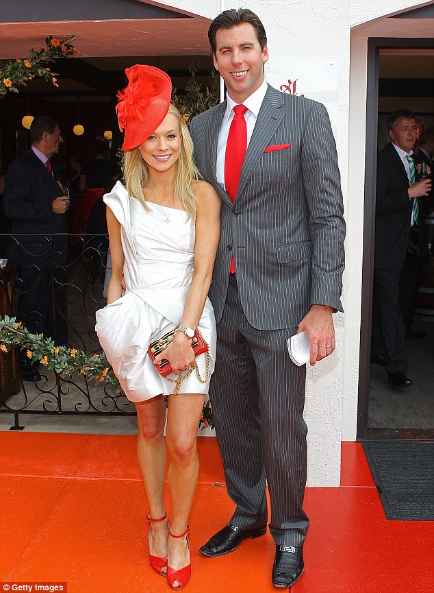 Marriage breakdown: Grant Hackett with ex-wife Candice Alley in November, 2010, at Melbourne Cup Day before splitting in April, 2012