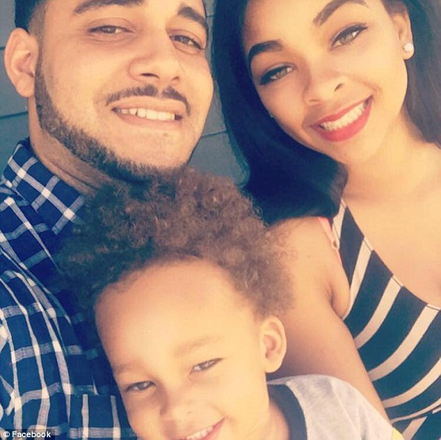 Happy family: Joshua Womble and Sade Robinson of Warren, Michigan, were engaged at their son Christian