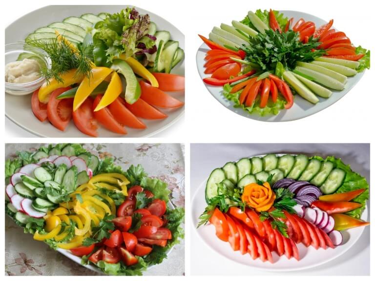 Красивое оформление овощной нарезки на праздничный стол в домашних условиях с фото