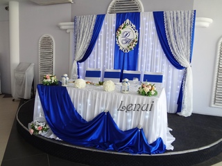 Оформление свадебного зала в синем стиле