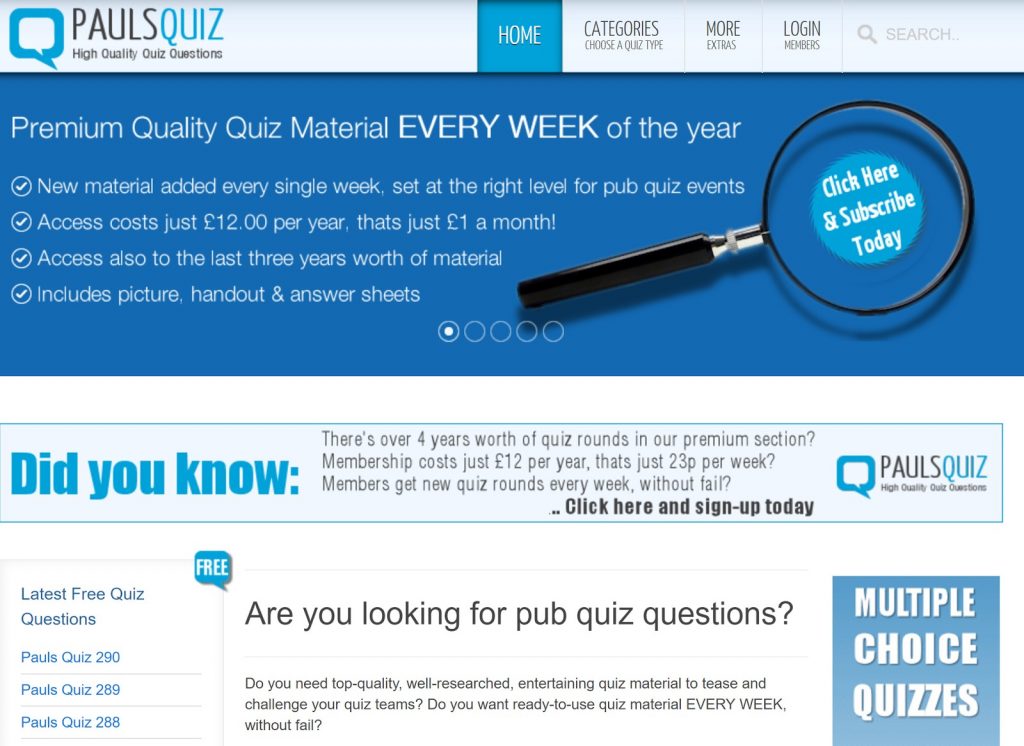 Quiz questions and answers - example paulsquiz