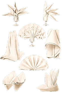 Linen Table Napkins in Creative Napkin Folds
