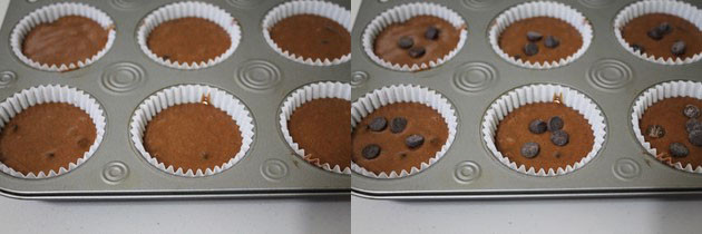 Eggless Chocolate Chocolate Chip Muffins Recipe 