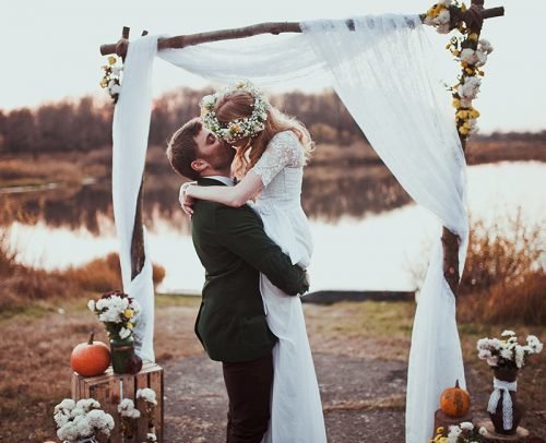 christian wedding ceremony script groom kissing the bride