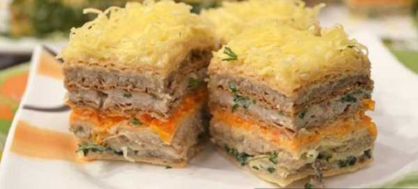 Закусочный торт из слоеных коржей с рыбными консервами рецепт с фото
